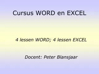 cursus word en excel