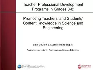 Teacher Professional Development Programs in Grades 3-8: