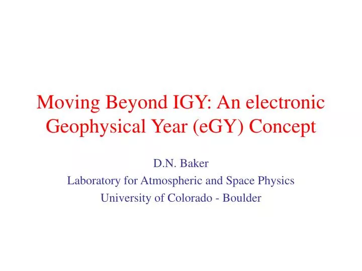 moving beyond igy an electronic geophysical year egy concept