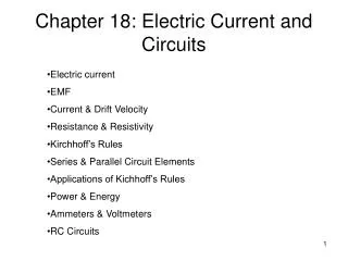 Chapter 18: Electric Current and Circuits