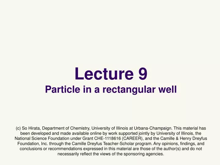 lecture 9 particle in a rectangular well