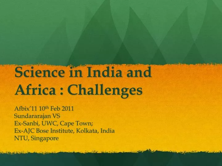 science in india and africa challenges