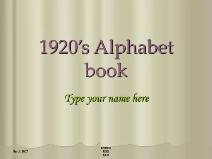 1920 s alphabet book