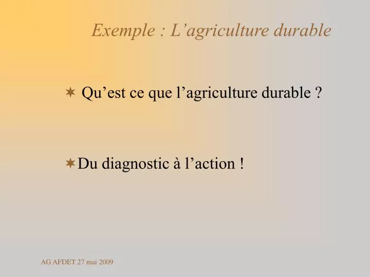 exemple l agriculture durable