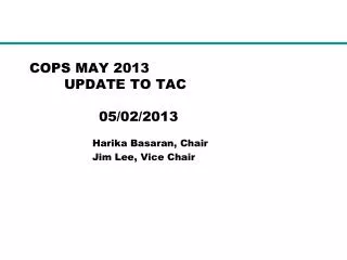 COPS MAY 2013 	UPDATE TO TAC 		05/02/2013