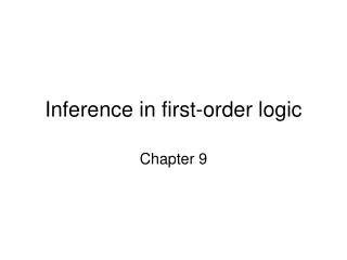 inference in first order logic