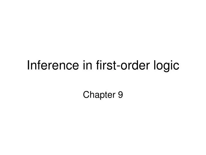 inference in first order logic