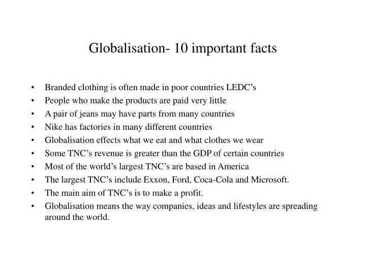 globalisation 10 important facts