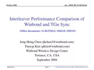Interleaver Performance Comparison of Winbond and TGn Sync