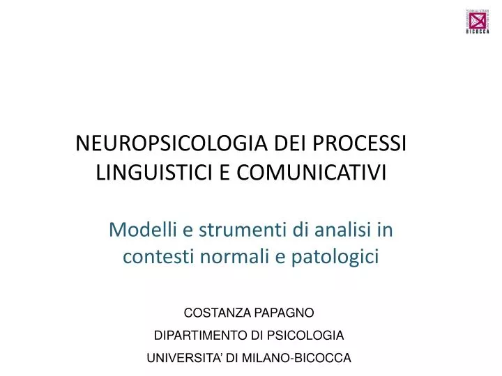 neuropsicologia dei processi linguistici e comunicativi