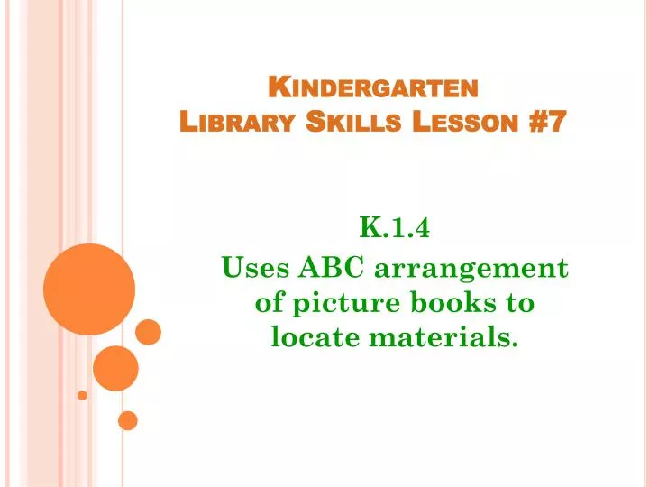 kindergarten library skills lesson 7