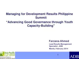 Managing for Development Results Philippine Summit
