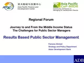 Regional Forum Journey to and From the Middle Income Status