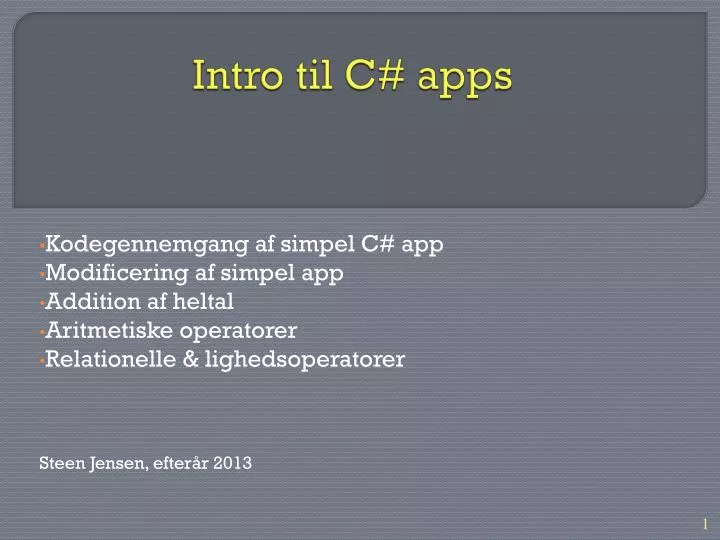 intro til c apps