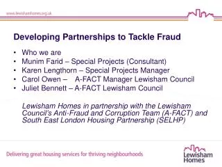 Developing Partnerships to Tackle Fraud