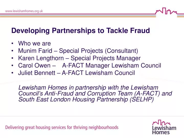 developing partnerships to tackle fraud