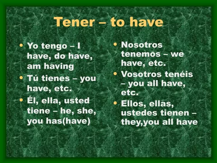 tener to have