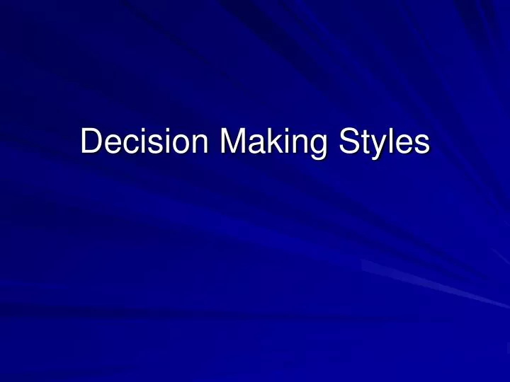decision making styles