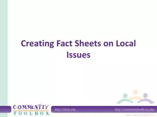 Creating Fact Sheets on Local Issues