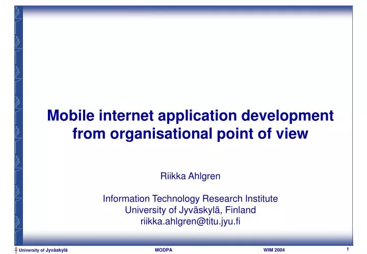 mobile internet application development from organisational point of view