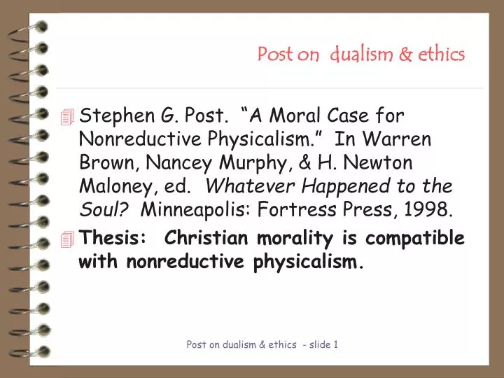 post on dualism ethics