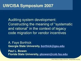 UWCISA Symposium 2007
