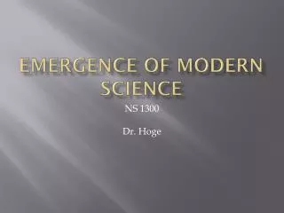 Emergence of Modern Science