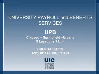 UNIVERSITY PAYROLL and BENEFITS SERVICES