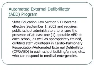 Automated External Defibrillator (AED) Program