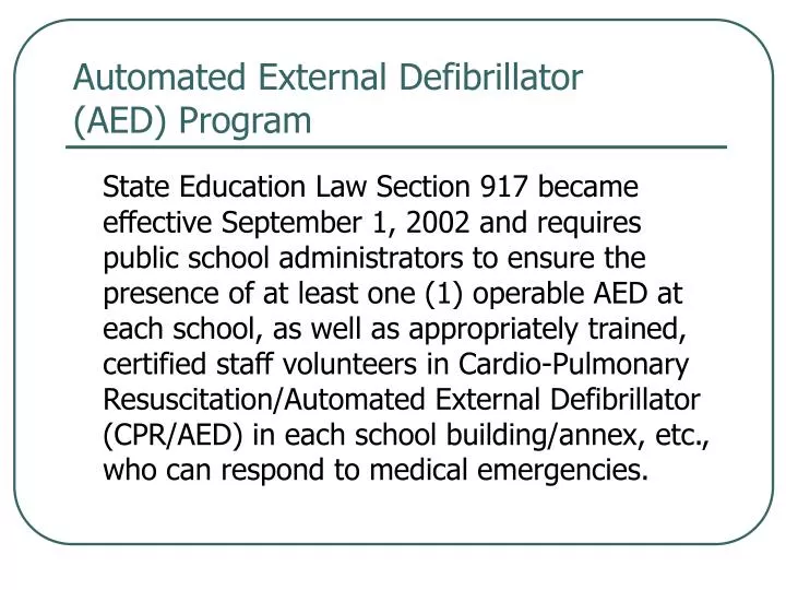 automated external defibrillator aed program