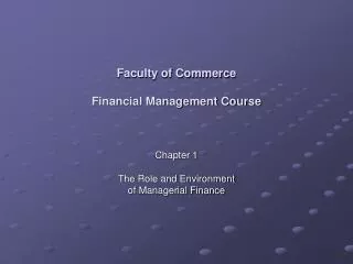 Faculty of Commerce Financial Management Course