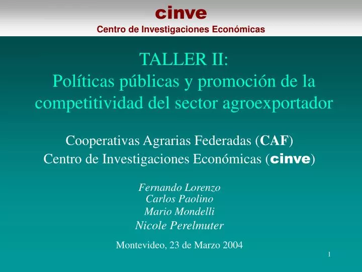 taller ii pol ticas p blicas y promoci n de la competitividad del sector agroexportador