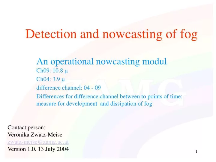 detection and nowcasting of fog