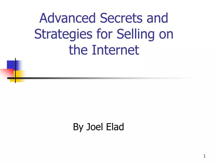 advanced secrets and strategies for selling on the internet