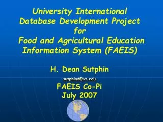 University International Database Development Project for