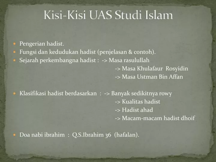 kisi kisi uas studi islam