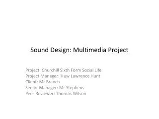 Sound Design: Multimedia Project