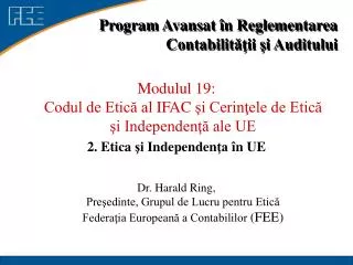 program avansat n reglementarea contabilit ii i auditului