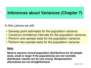 Inferences about Variances ( Chapter 7)