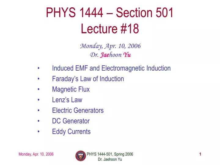 phys 1444 section 501 lecture 18
