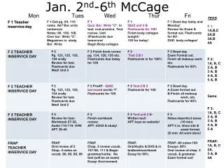 Jan. 2 nd -6 th McCage