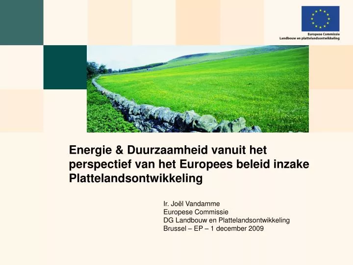 energie duurzaamheid vanuit het perspectief van het europees beleid inzake plattelandsontwikkeling