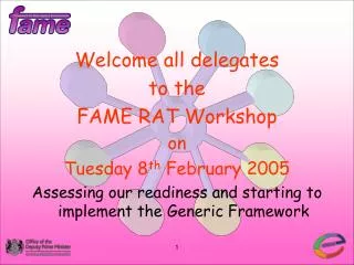 Welcome all delegates to the FAME RAT Workshop on Tuesday 8 th February 2005