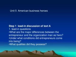 Unit 5 American business heroes