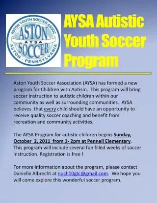 AYSA Autistic Youth Soccer Program