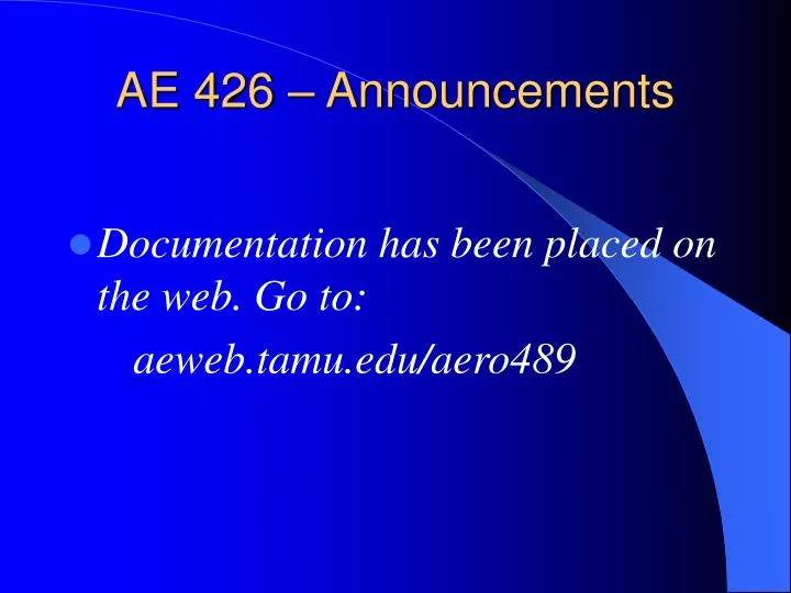 ae 426 announcements