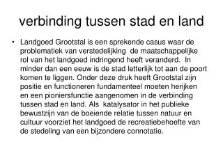 verbinding tussen stad en land
