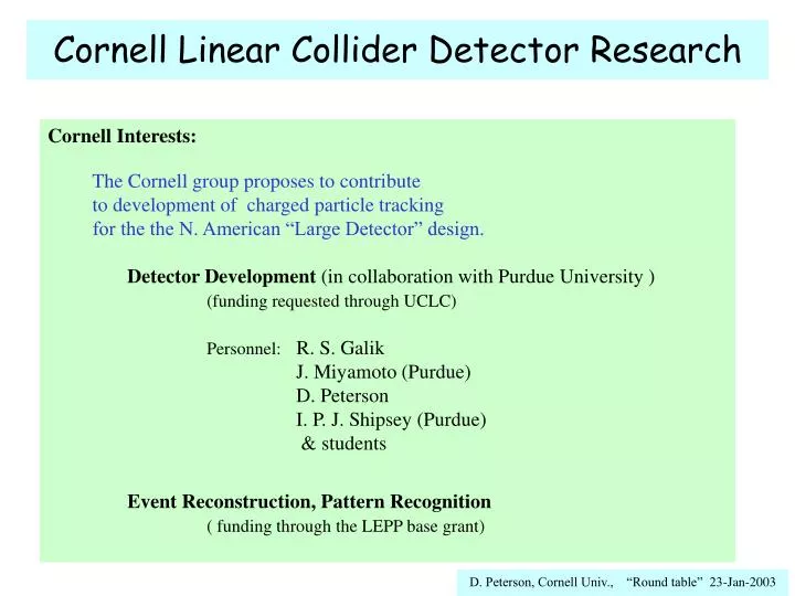cornell linear collider detector research