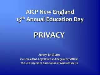 AICP New England 13 th Annual Education Day