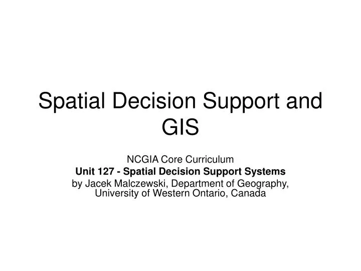 spatial decision support and gis